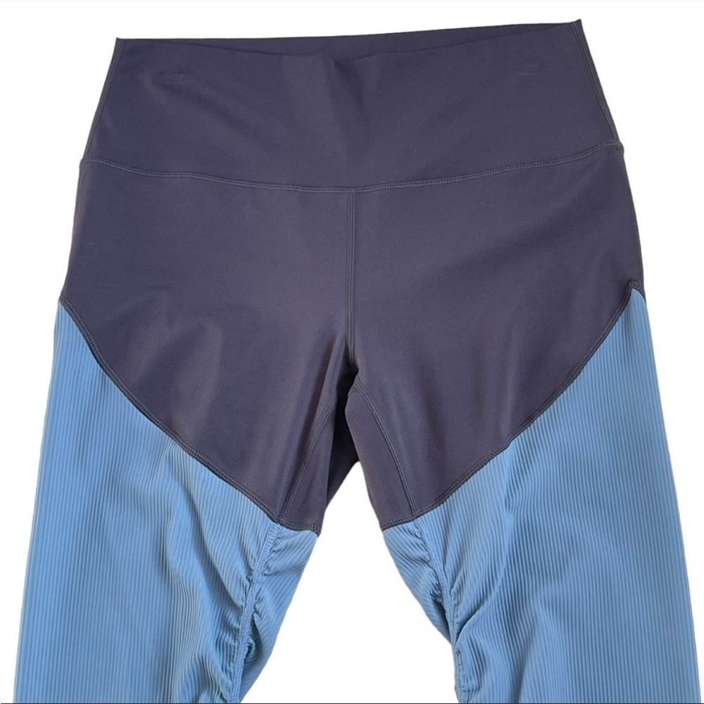 Zyia Active HR Storm Parallel Luxe Blue Gray Ruching Leggings Dance Yoga Block - Picture 6 of 12